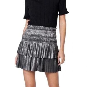 Decker Metallic Silver Smock Ruffle Skirt